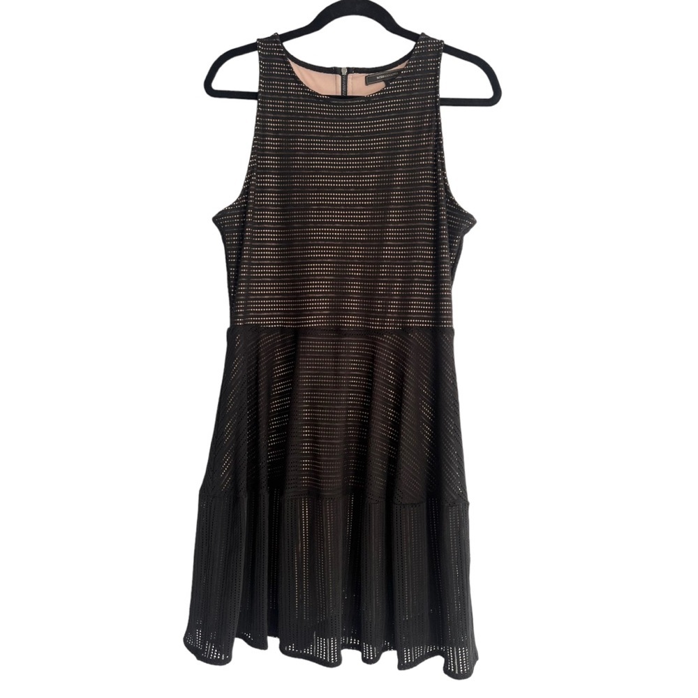 BCBGMAXAZRIA CASSANDRA Skater / A-line / fit flare DRESS Sz LARGE BLACK MINI